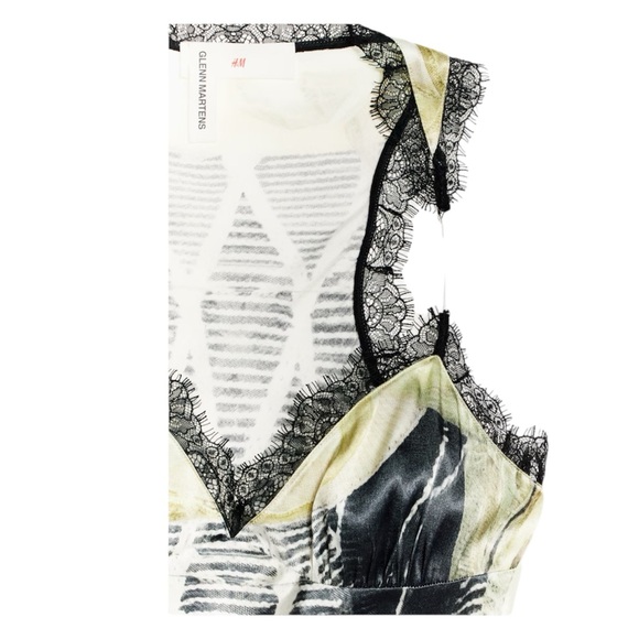 💥SOLD💥NWT Glenn Martens x H&M Satin Trompe L'oeil Print Invisible Strap Dress - Picture 3 of 8